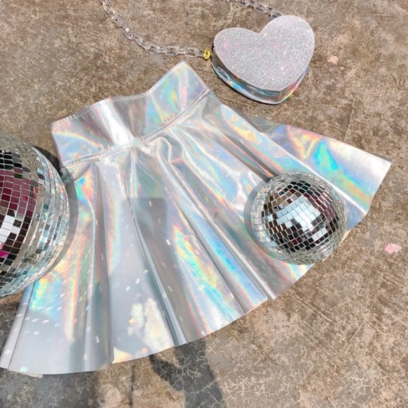 Rave skirt holographic bottom mini skater hologram - Picture 3 of 8